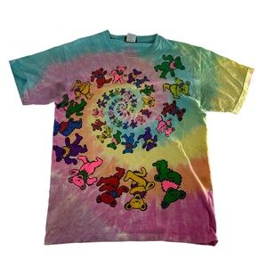 Vintage Y2K Grateful Dead Shirt Mens‎ Medium Multicolor Dancing Bear Tie Dye